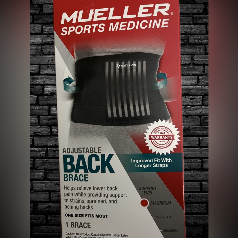 NEW Mueller Sports Medicine Adjustable BACK Brace One Size Fits Most MAX…